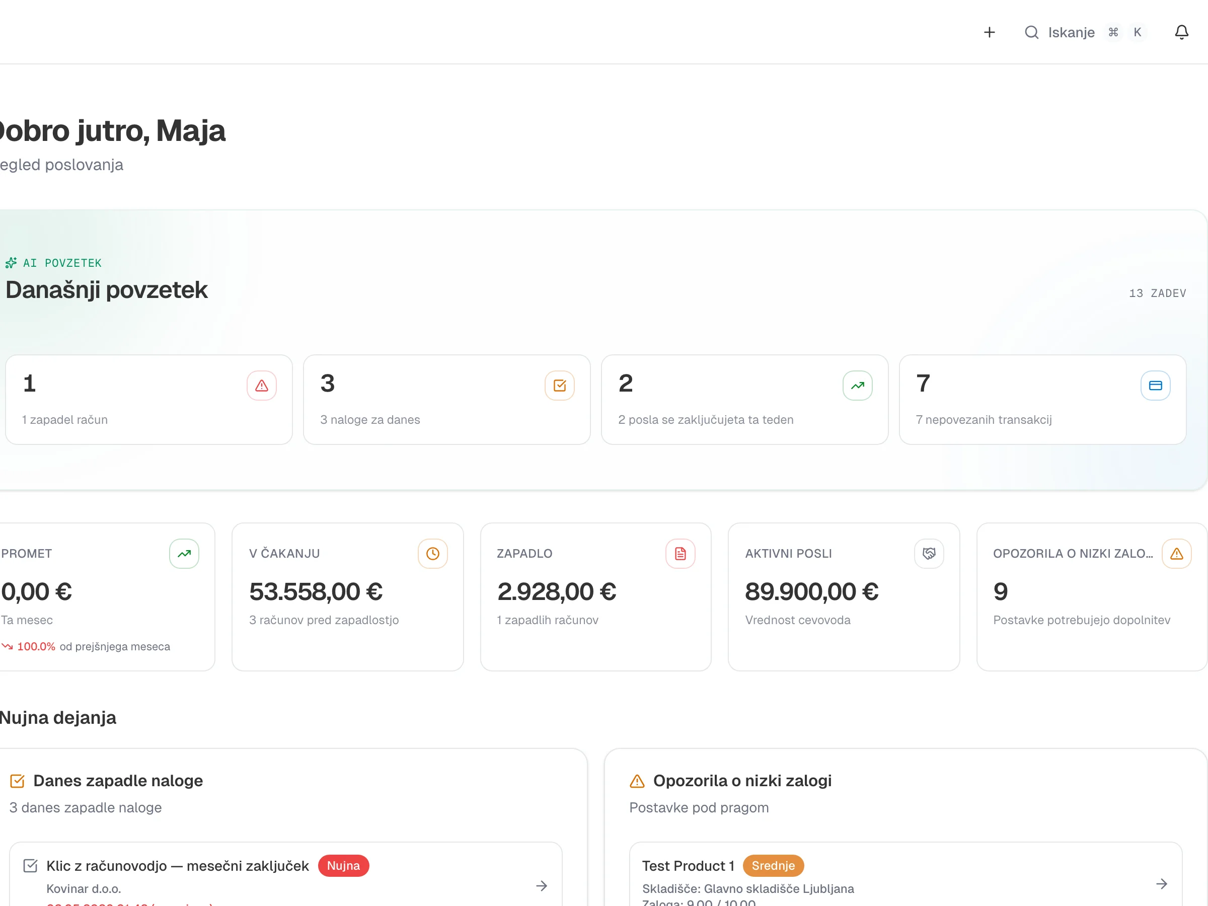 Invoice with FURS e-receipt fields: ZOI, EOR, QR code and VAT breakdown